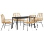 Conjunto de Comedor de Jardín 5 pcs Marrón ratán sintético