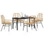 Conjunto de Comedor de Jardín 5 pcs Marrón ratán sintético