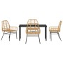 Conjunto de Comedor de Jardín 5 pcs Marrón ratán sintético