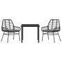 Conjunto de Comedor de Jardín 3 pcs Negro ratán sintético