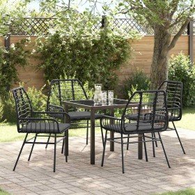 Conjunto de Comedor de Jardín 5 pcs Negro ratán sintético