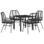 Conjunto de Comedor de Jardín 5 pcs Negro ratán sintético