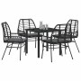 Conjunto de Comedor de Jardín 5 pcs Negro ratán sintético