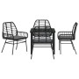Conjunto de Comedor de Jardín 5 pcs Negro ratán sintético