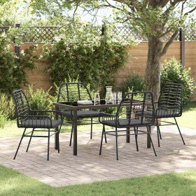 Conjunto de Comedor de Jardín 5 pcs Negro ratán sintético