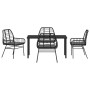 Conjunto de Comedor de Jardín 5 pcs Negro ratán sintético