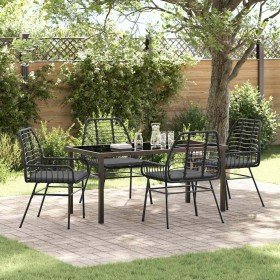 Conjunto de Comedor de Jardín 5 pcs Negro ratán sintético Conjunto de Comedor de Jardín 5 pcs Negro ratán sintético