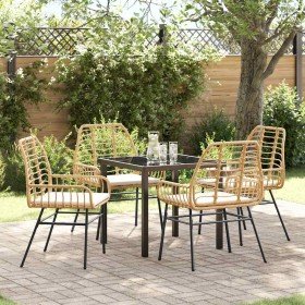 Conjunto de Comedor de Jardín 5 pcs Marrón ratán sintético