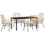 Conjunto de Comedor de Jardín 5 pcs Marrón ratán sintético