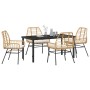 Conjunto de Comedor de Jardín 5 pcs Marrón ratán sintético