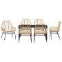 Conjunto de Comedor de Jardín 7 pcs Marrón ratán sintético