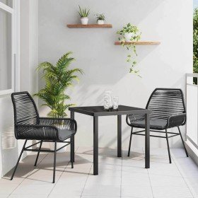 Conjunto de Comedor de Jardín 3 pcs Negro ratán sintético