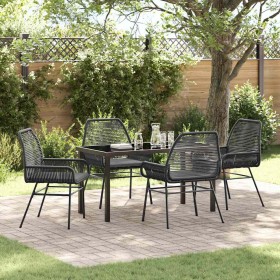 Conjunto de Comedor de Jardín 5 pcs Negro ratán sintético Conjunto de Comedor de Jardín 5 pcs Negro ratán sintético