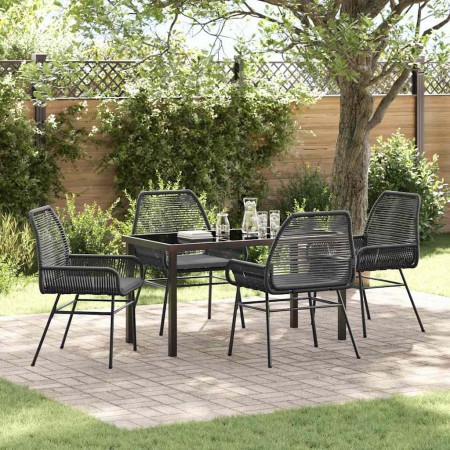 Conjunto de Comedor de Jardín 5 pcs Negro ratán sintético