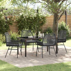 Conjunto de Comedor de Jardín 5 pcs Negro ratán sintético