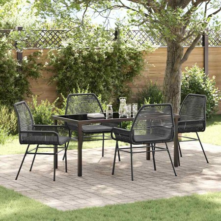 Conjunto de Comedor de Jardín 5 pcs Negro ratán sintético