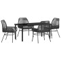 Conjunto de Comedor de Jardín 5 pcs Negro ratán sintético