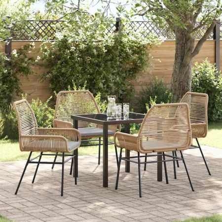 Conjunto de Comedor de Jardín 5 pcs Marrón ratán sintético