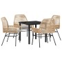 Conjunto de Comedor de Jardín 5 pcs Marrón ratán sintético