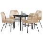 Conjunto de Comedor de Jardín 5 pcs Marrón ratán sintético