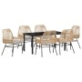 Conjunto de Comedor de Jardín 7 pcs Marrón ratán sintético
