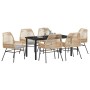 Conjunto de Comedor de Jardín 7 pcs Marrón ratán sintético