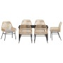 Conjunto de Comedor de Jardín 7 pcs Marrón ratán sintético