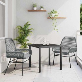 Conjunto de Comedor de Jardín 3 pcs Gris ratán sintético