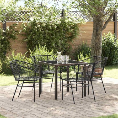 Conjunto de Comedor de Jardín 5 pcs Negro ratán sintético