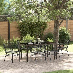 Conjunto de Comedor de Jardín 7 pcs Negro ratán sintético