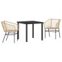 Conjunto de Comedor de Jardín 3 pcs Marrón ratán sintético