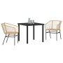 Conjunto de Comedor de Jardín 3 pcs Marrón ratán sintético