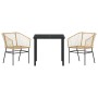 Conjunto de Comedor de Jardín 3 pcs Marrón ratán sintético