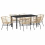 Conjunto de Comedor de Jardín 7 pcs Marrón ratán sintético