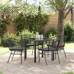 Conjunto de Comedor de Jardín 5 pcs Negro ratán sintético