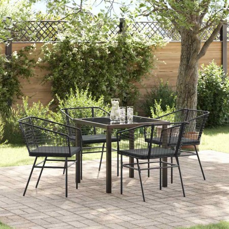 Conjunto de Comedor de Jardín 5 pcs Negro ratán sintético