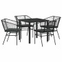 Conjunto de Comedor de Jardín 5 pcs Negro ratán sintético