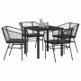 Conjunto de Comedor de Jardín 5 pcs Negro ratán sintético