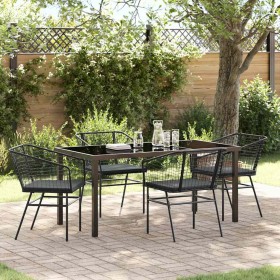 Conjunto de Comedor de Jardín 5 pcs Negro ratán sintético