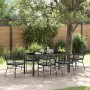 Conjunto de Comedor de Jardín 7 pcs Negro ratán sintético