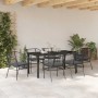 Conjunto de Comedor de Jardín 7 pcs Negro ratán sintético