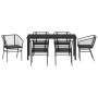 Conjunto de Comedor de Jardín 7 pcs Negro ratán sintético