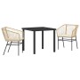 Conjunto de Comedor de Jardín 3 pcs Marrón ratán sintético