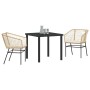 Conjunto de Comedor de Jardín 3 pcs Marrón ratán sintético