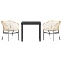 Conjunto de Comedor de Jardín 3 pcs Marrón ratán sintético