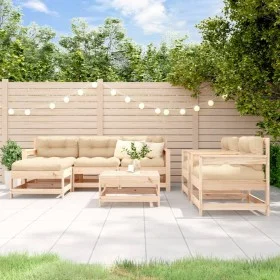 7-piece garden furniture set and solid wood cushions by vidaXL, Garden sets - Ref: Foro24-3185822, Price: 522,08 €, Discount: %
