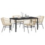 Conjunto de Comedor de Jardín 5 pcs Marrón ratán sintético
