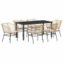 Conjunto de Comedor de Jardín 7 pcs Marrón ratán sintético