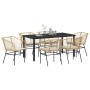 Conjunto de Comedor de Jardín 7 pcs Marrón ratán sintético