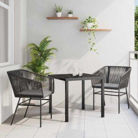 Conjunto de Comedor de Jardín 3 pcs Negro Poliratán